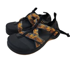 Chaco's Youth Sz 4 Orange Black Mesh Strap Water Shoes Adjustable Boys Girls